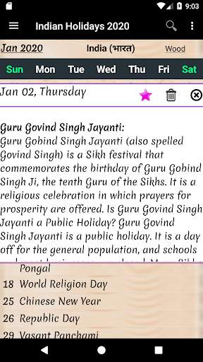 Indian Holiday Caledar screenshot 4