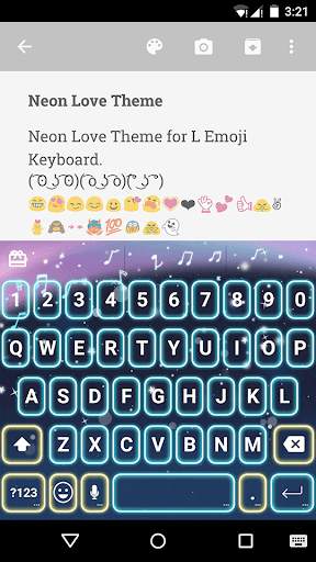 Neon Love Emoji Keyboard Theme screenshot 1