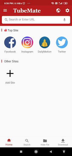 TubeMate free ad blocker browser screenshot 1