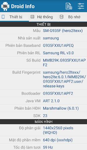 Droid Hardware Info screenshot 1