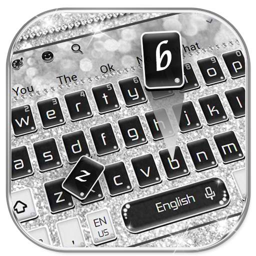 Silver Glitter Bowknot Keyboard Theme 10001002
