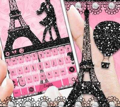 Pembe Paris Rose Klavye Eyfel Kulesi Teması screenshot 1
