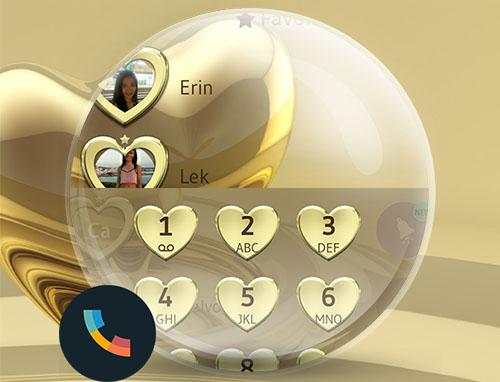 Dialer Theme Metal Gold Heart screenshot 6