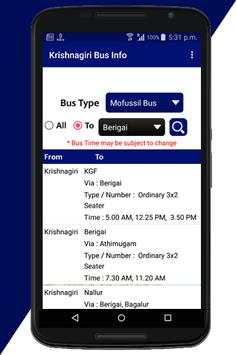 Krishnagiri Bus Info screenshot 2