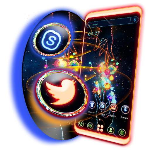 Neon Magical Hand Launcher Theme 1.0