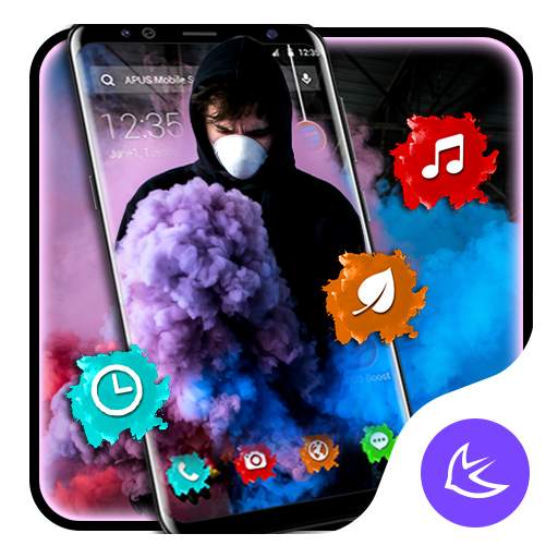 Man in smoke APUS Launcher theme 63.0.1001