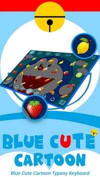 Cute Blue Cat Cartoon Keyboard Theme screenshot 3