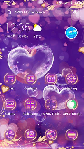 Purple Love Flower- APUS Launcher Free Theme screenshot 4