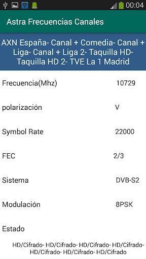 Frecuencias Canales ASTRA screenshot 4