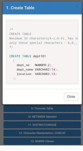 SQL/PL-SQL Tutorials Offline screenshot 5