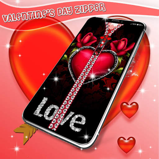 Valentines day zipper lock screen screenshot 1