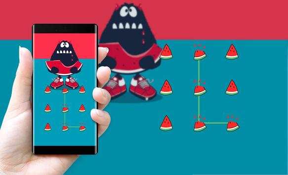 Watermelon APP Lock Theme Monster Pin Lock Screen 4 تصوير الشاشة