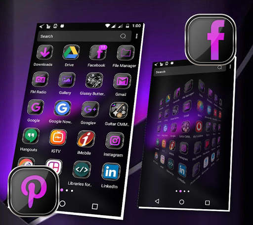 Purple Black Launcher Theme screenshot 2