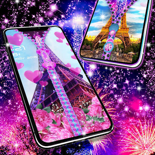 Paris zipper lock screen screenshot 3