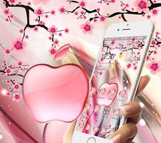 Pink Summer Flower Crystal Apple Theme 1 تصوير الشاشة