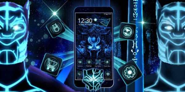 3D Black Neon Panther Hero Theme screenshot 4