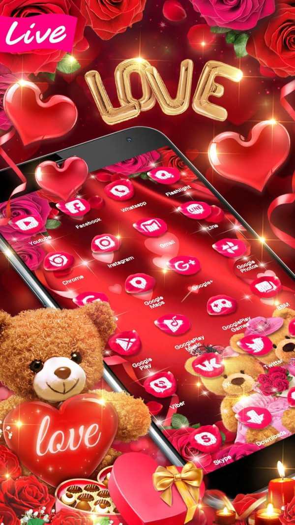 3D Love Bear Couple Theme screenshot 3