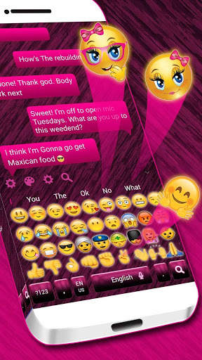 Pink Chatting Keyboard Theme screenshot 3