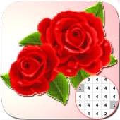 Roses Flowers Coloring - Color By Number_PixelArt 5.1