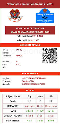 My PNG Exam Results screenshot 3