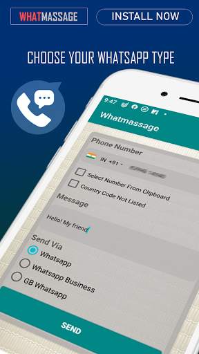 Whatmassage - chat WhatsApp without saving number screenshot 4
