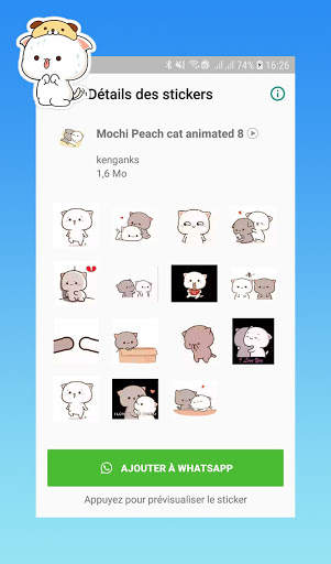 Animated Mochi Peach Cat Stickers for WhatsApp screenshot 1