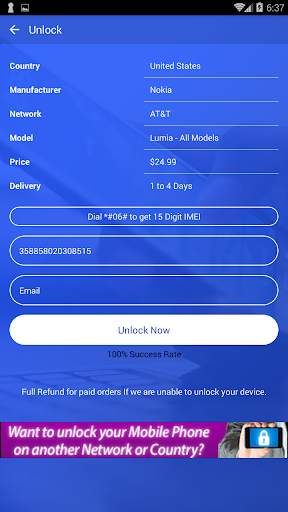 Free Mobile SIM Unlock for Nokia on ATT Network screenshot 3