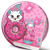 Cute Pink Donut Cat Keyboard Theme icon