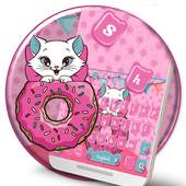 Cute Pink Donut Cat Keyboard Theme 10001001