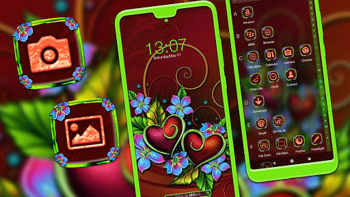 Flower Red Heart Launcher Theme screenshot 3