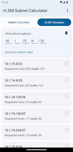 VLSM / CIDR Subnet Calculator screenshot 2