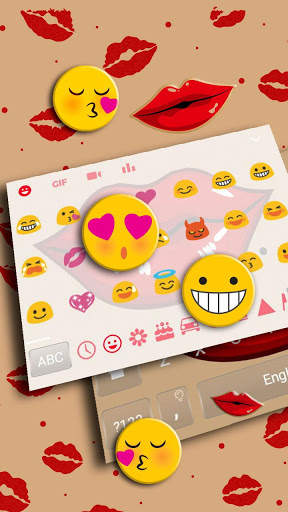 Red Kiss Lips Keyboard Theme screenshot 3