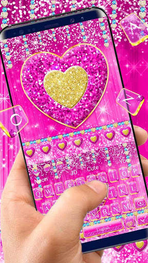 Glitter Pink Heart Keyboard screenshot 2