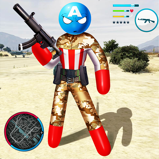 Army Capitaine american Stickman Rope Hero OffRoad icon