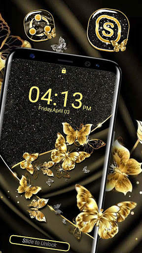 Golden Butterfly Glitter Launcher Theme screenshot 4