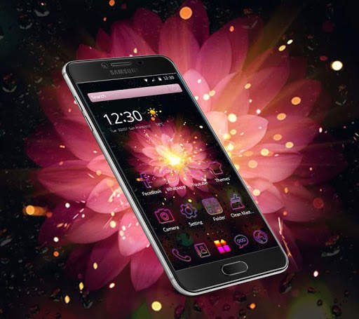 Neon flower theme black cool wallpaper screenshot 2