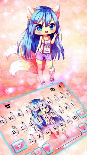 Pink Sakura Girl Keyboard Theme скриншот 1