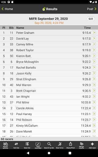 Webscorer Race & Lap Timer screenshot 10
