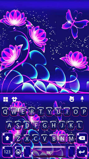 Purple Neon Flowers Keyboard Theme screenshot 5