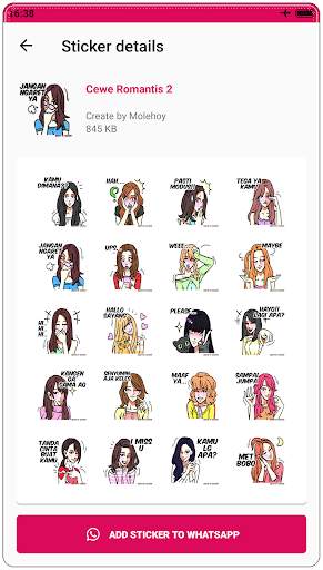 Stiker Cewe Romantis WAStickerApps screenshot 3