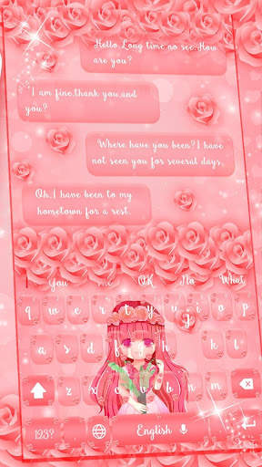 Pink Rose Cute Girl Keyboard screenshot 2