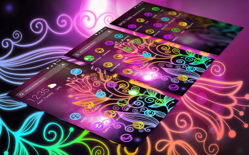 Beautiful neon colorful flowers theme & wallpaper screenshot 7