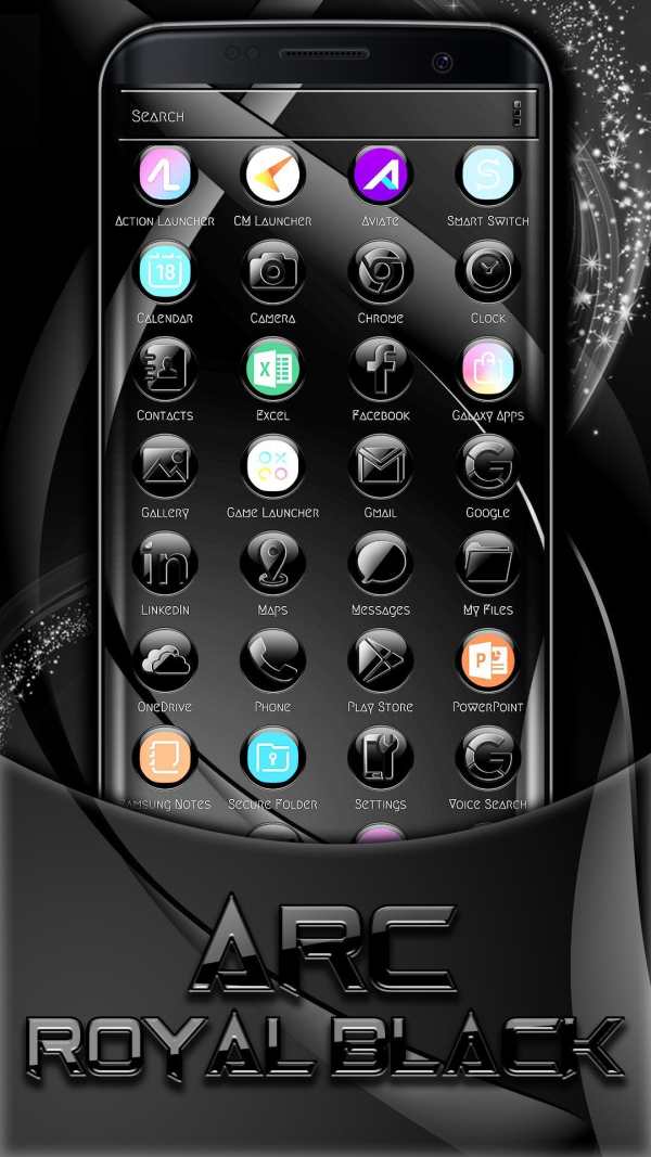 Arc Launcher Royal Black Theme + HD Icons screenshot 4