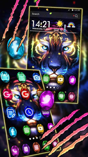 Neon, Colorful, Tiger Themes & Wallpapers screenshot 3