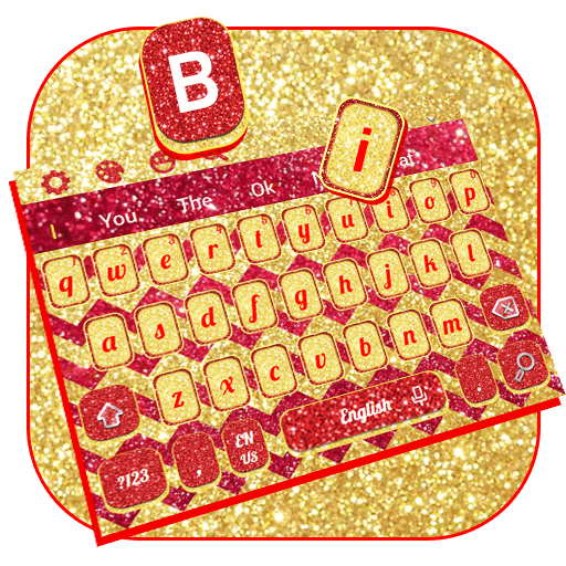 Gold Red Glitter Zigzag Keyboard Theme icon