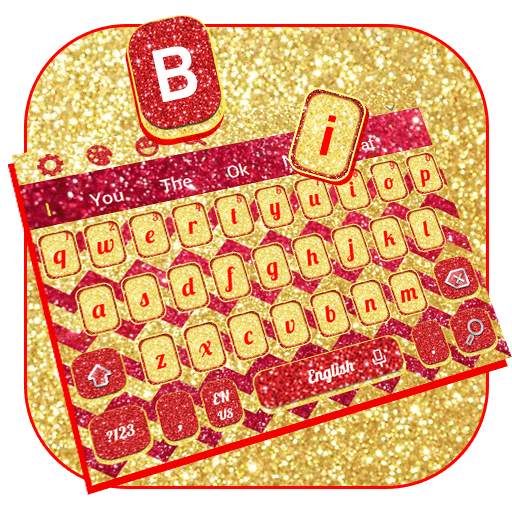 Gold Red Glitter Zigzag Keyboard Theme 10001002