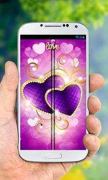 Purple Love Zipper Lock Screen screenshot 1
