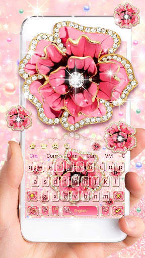 Pink Glitter Flower Keyboard screenshot 1