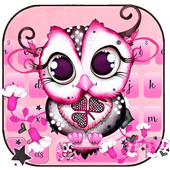 Cartoon coruja Rosa teclado tema icon