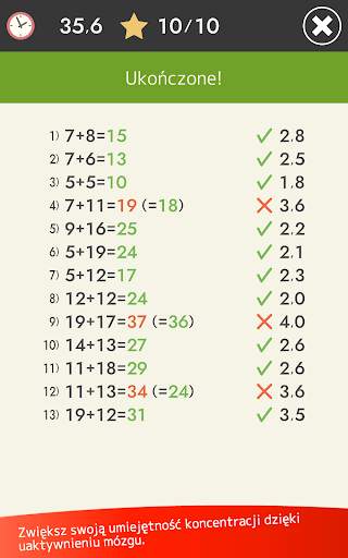 Rachunek pamięciowy Matematyka screenshot 13